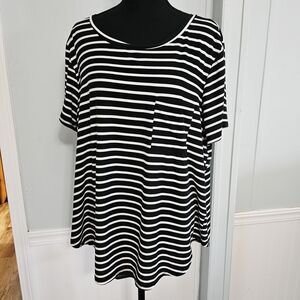 Black and White Striped Women's Top